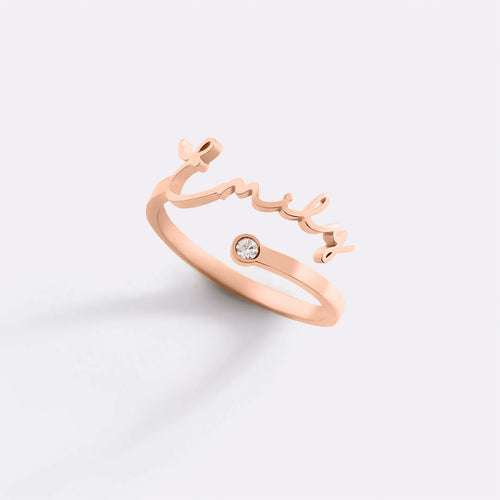 Custom Name Birthstone Ring
