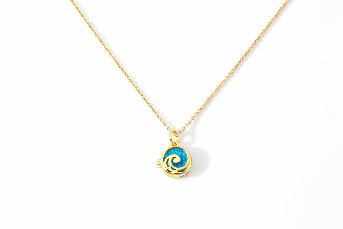 Opal Ocean Wave Locket Necklace