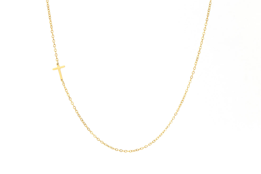 Dainty Sideways Cross Necklace