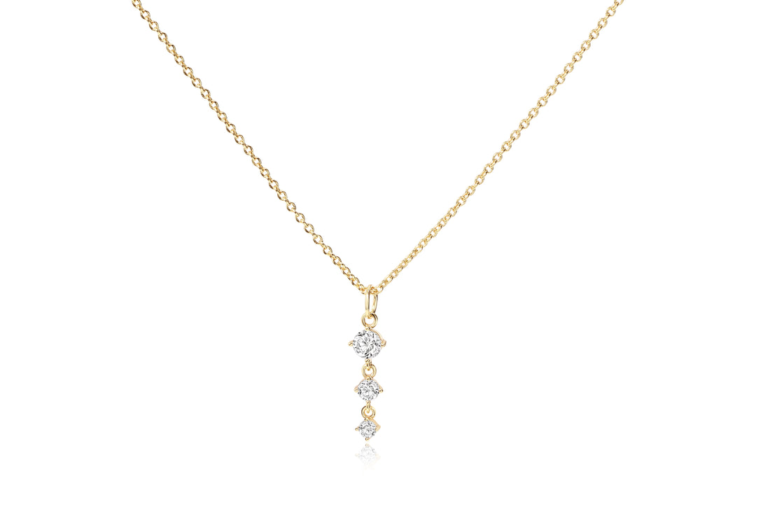 Three Stone Drop Pendant Necklace