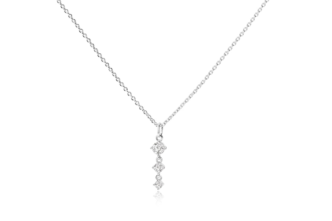 Three Stone Drop Pendant Necklace